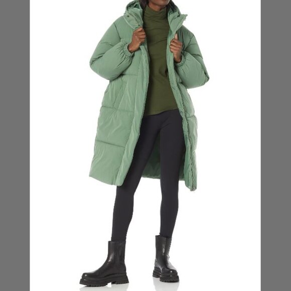 Womens Size XXL Oversized Long Puffer Jacket Sage Green Fall Minimalist - Picture 1 of 10